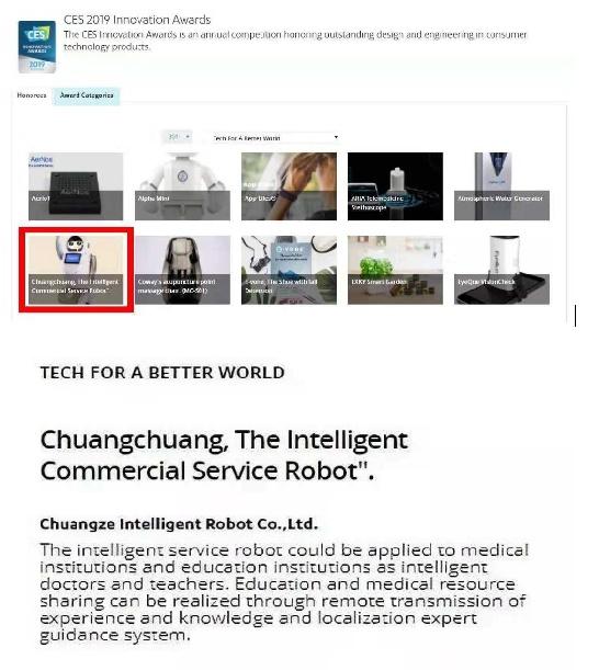 我国智能机器人斩获国际大奖CES 2019创新奖