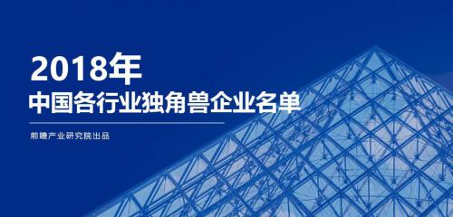 2018年行业独角兽企业名单分榜