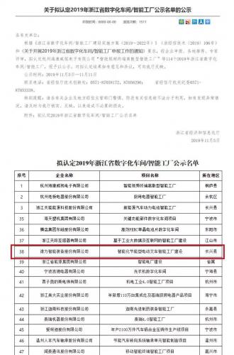 好消息！诺力入选为“2019年浙江省智能工厂”