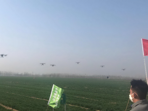 山东聊城邮政邮农场11架无人机保春耕