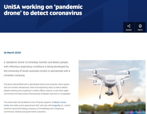 大流行无人机平台有望帮助发现人群中的新冠感染患者