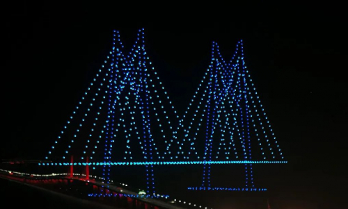 1200架无人机港珠澳大桥口岸表演“平安出行，欢迎回家”