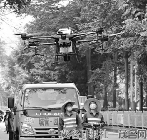 高大上！茂名无人机为绿化树喷药，你见过么？