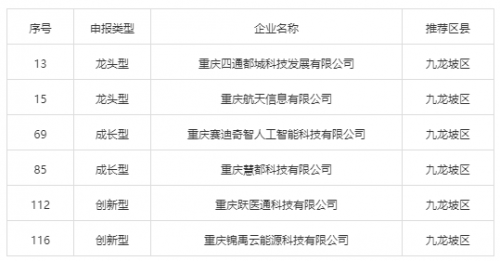 重庆启迪科技园6家入园企业入选2021年度重庆市重点软件企业名单