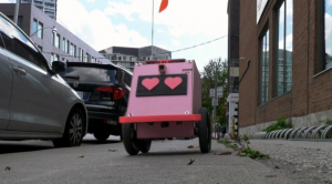 粉红色送货机器人被撤离加拿大多伦多人行道