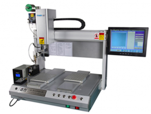 迈力 双工作台桌面式八轴柔性焊锡机器人