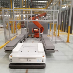 磁导航AGV小车电梯生产线应用场景