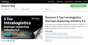 StartUs Insights重点推荐：「影响工业4.0的全球顶尖厂内物流创业公司」